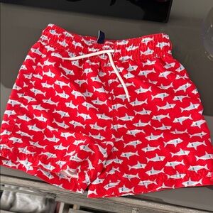 Janie and Jack Red Shark Swim Trunks